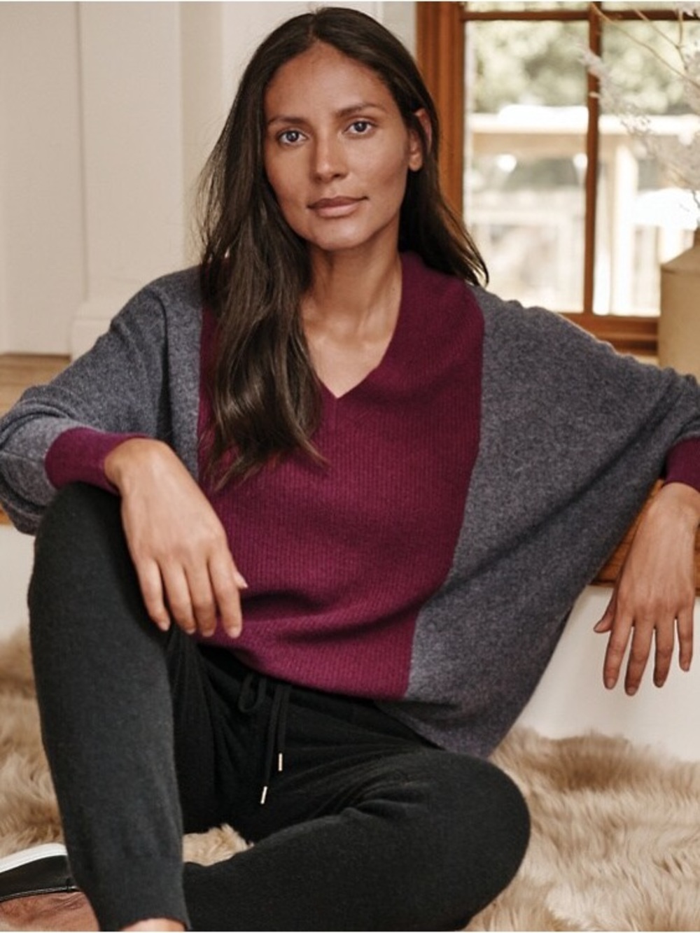Garnet Hill Recycled-Cashmere Colorplay Sweater Size XL